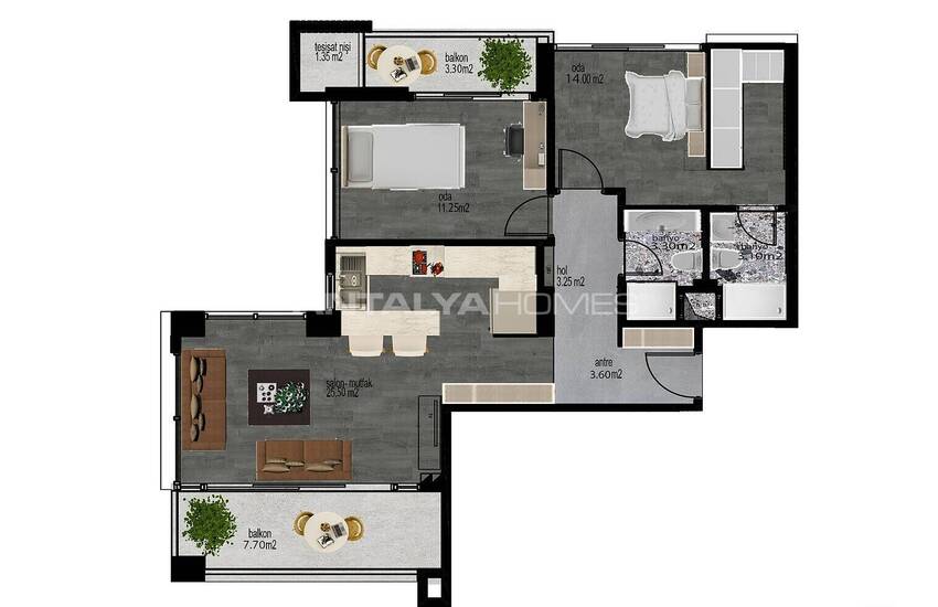 Appartements Près Des Transports Publics À Mersin Mezitli 31