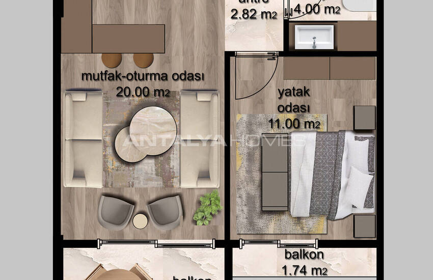 Nybyggda Lägenheter Med 1 Sovrum I Mersin Erdemli 28