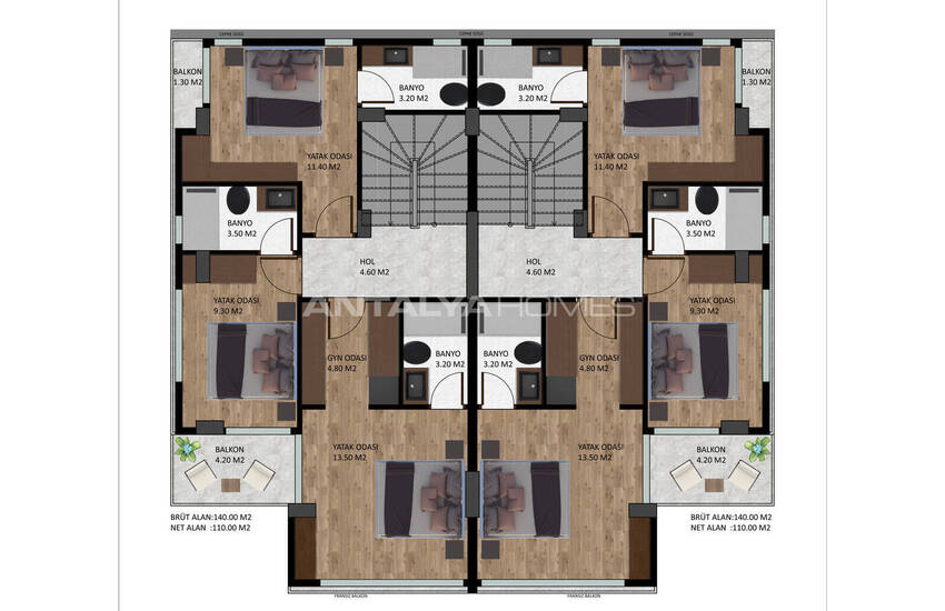 Элегантные дома с видом на море и природу в Мерсин Аяс 54