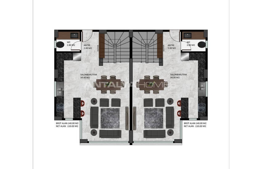 Элегантные дома с видом на море и природу в Мерсин Аяс 55