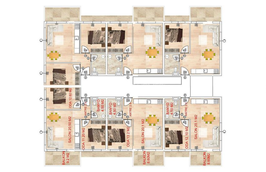 Mahmutlar’da Denize Yürüme Mesafesinde Lüks Daireler 10