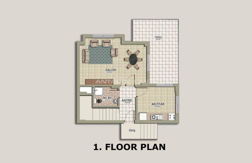 Fully Furnished Duplex Villas with Sea View in Alanya Tepe 22