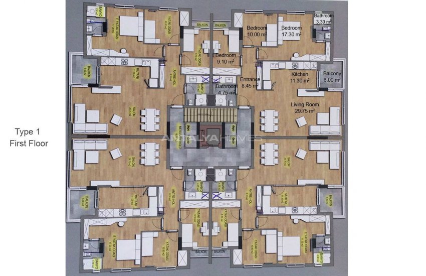 Lara Güzeloba’da Lüks Site İçinde Satılık Daireler 35