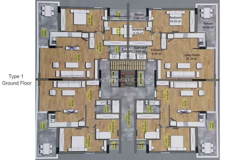 Lara Güzeloba’da Lüks Site İçinde Satılık Daireler 34