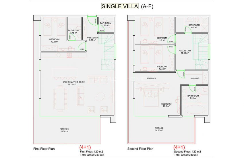 Sea View Alanya Villas with Private Pool and Garden 16