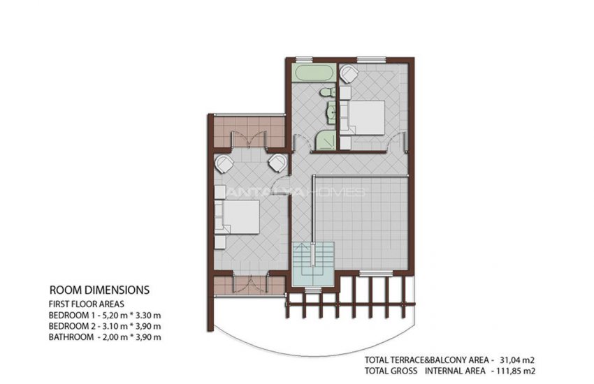 منازل للبيع في انطاليا مفروشة بالكامل بنظام فندقي 41