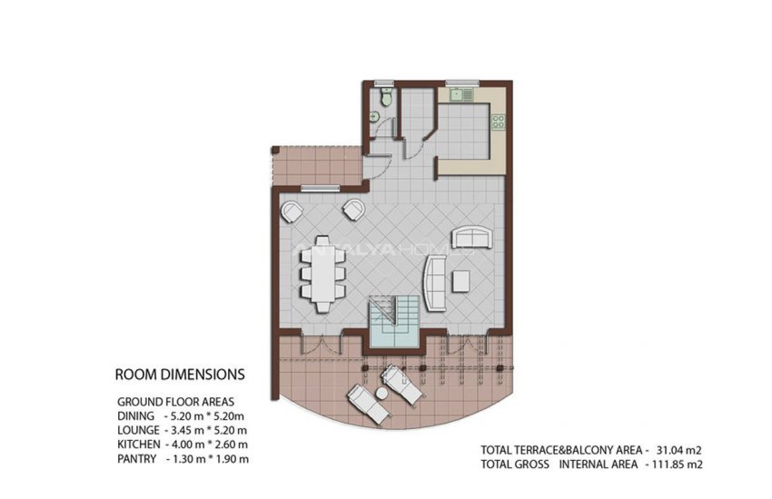 منازل للبيع في انطاليا مفروشة بالكامل بنظام فندقي 40