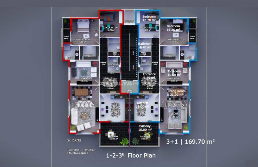 Holiday Apartments with Separate Kitchen in Alanya Oba 21