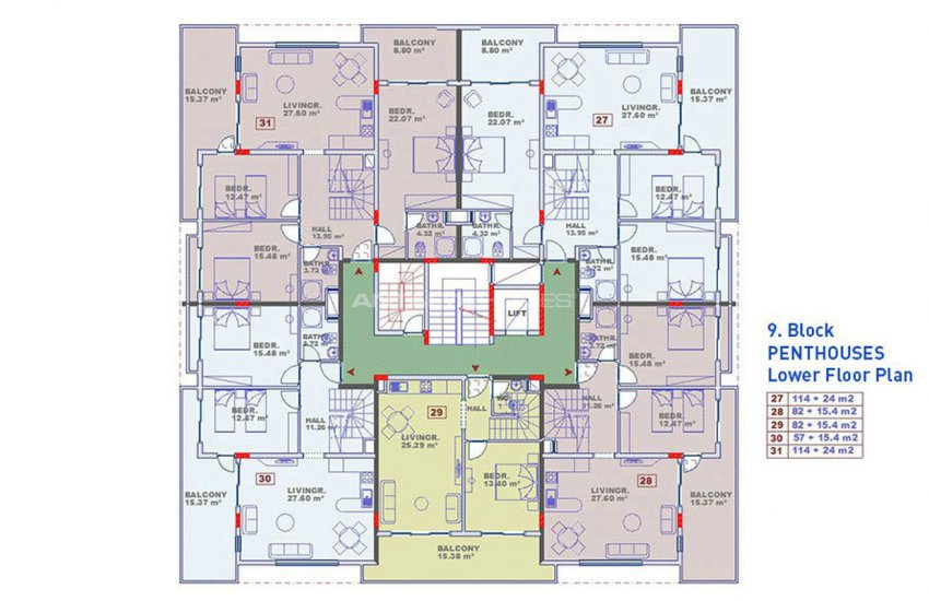 Ready to Move Apartments for Sale in Cikcilli, Alanya