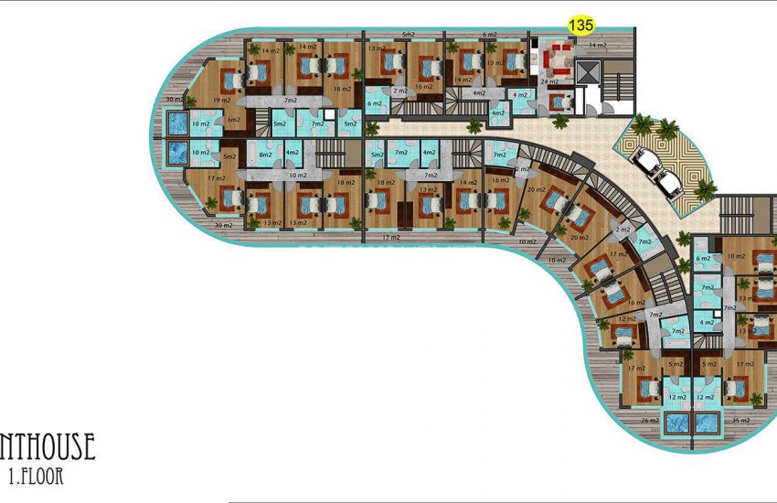 Hotel Concept Properties with Sea View in Alanya Mahmutlar 49