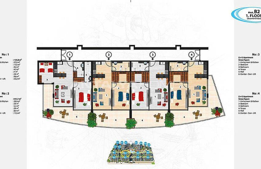 Sea View Apartments for Sale in Excellent Location of Alanya