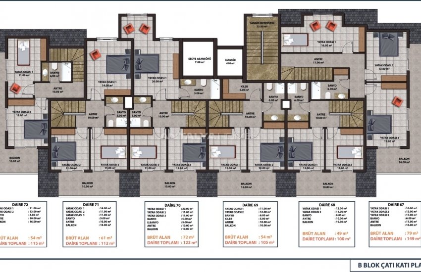 South-front Apartments in a Calm Area in Alanya Mahmutlar 53