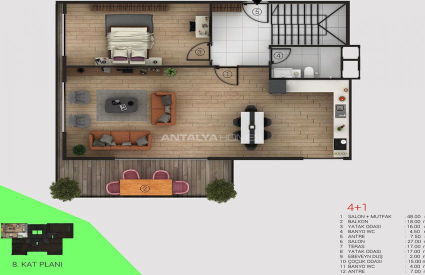 Alanya’da Deniz ve Dim Çayı Manzaralı Göz Alıcı Daireler 26