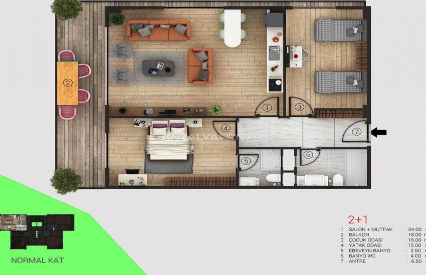 Alanya’da Deniz ve Dim Çayı Manzaralı Göz Alıcı Daireler 23