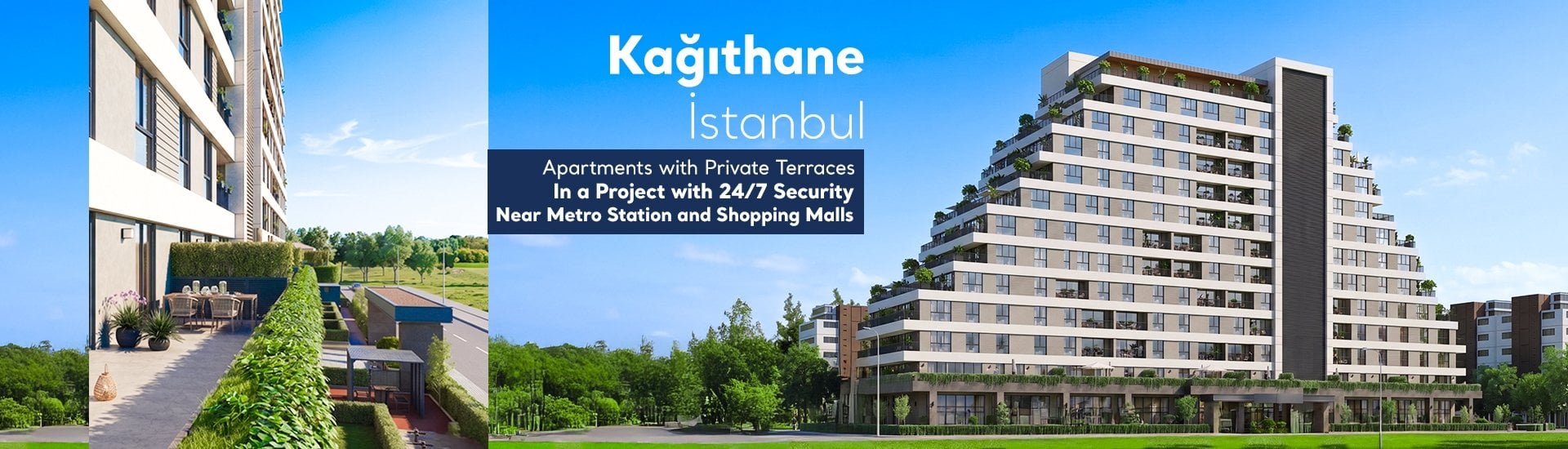Spacious Apartments with Terraces in a Complex in Kağıthane