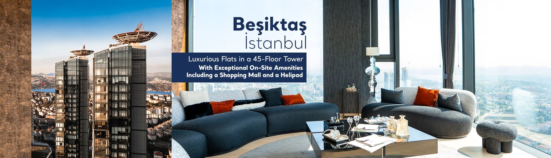 Flats with On-site Pool, Gym, and Mall in Beşiktaş İstanbul