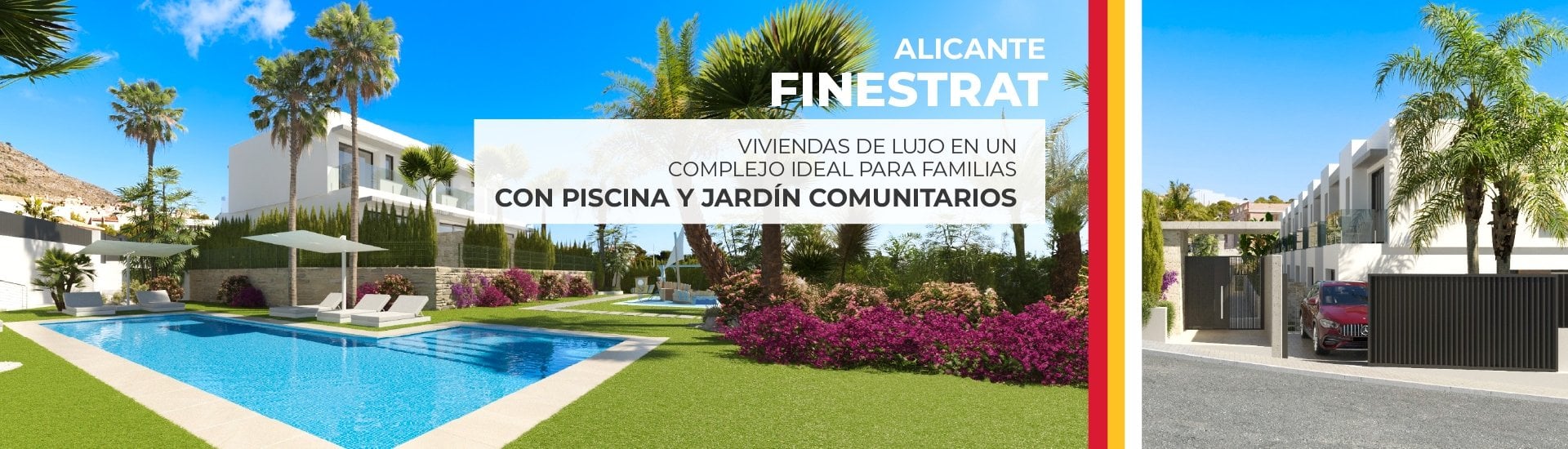 Elegantes Casas De 3 Dormitorios En Finestrat Con Piscina Y Jardín