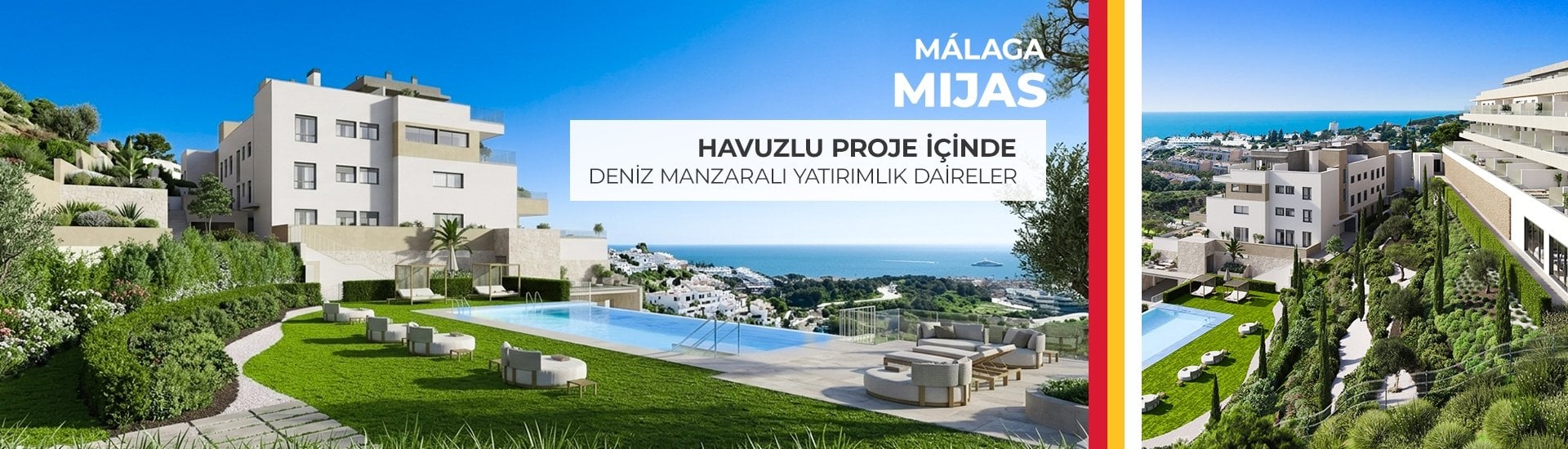 Mijas Málaga'da Plaja Yakın Teraslı Daireler