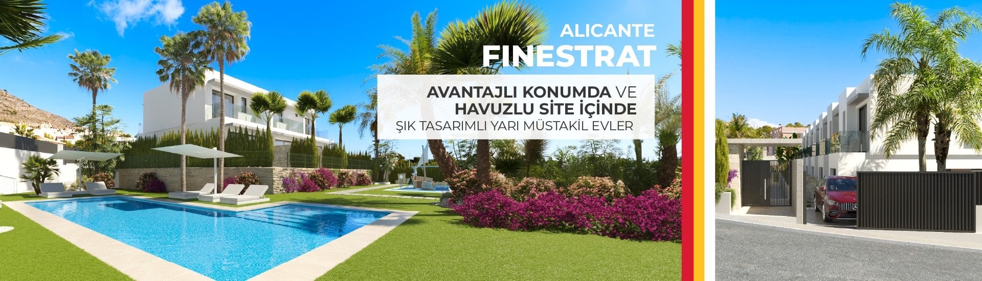 Finestrat'ta Havuzlu ve Bahçeli 3 Yatak Odalı Zarif Evler