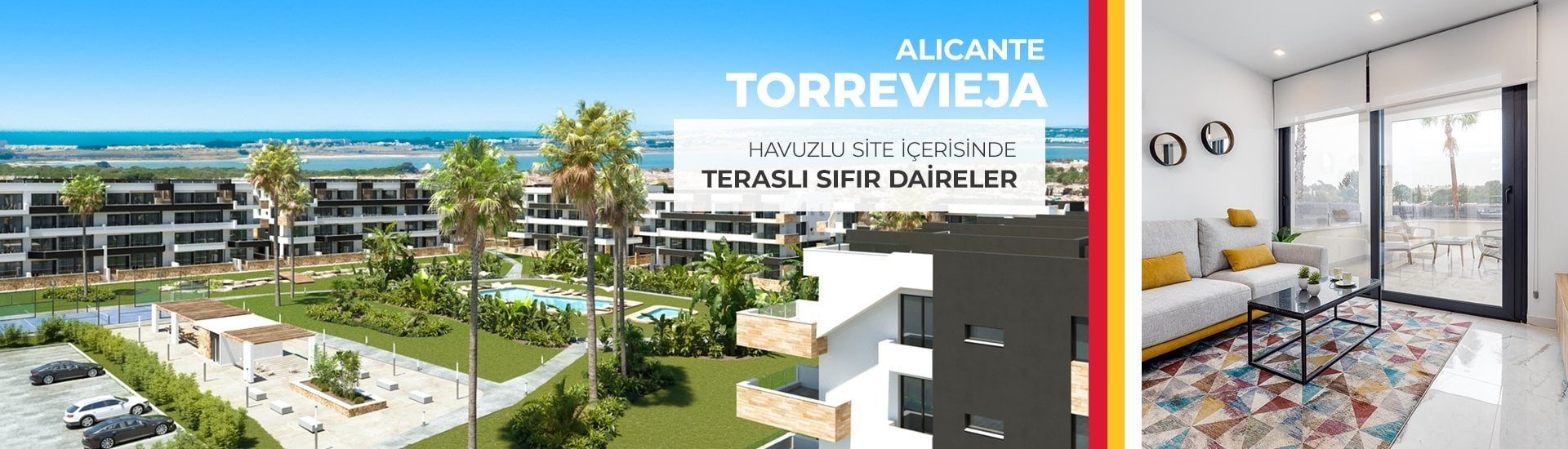 Torrevieja'da Ortak Havuzlu 2 Yatak Odalı Şık Daireler