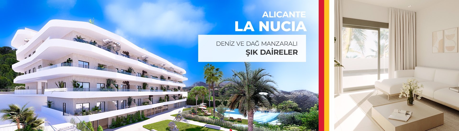 La Nucia Alicante'de Deniz ve Dağ Manzaralı Şık Daireler