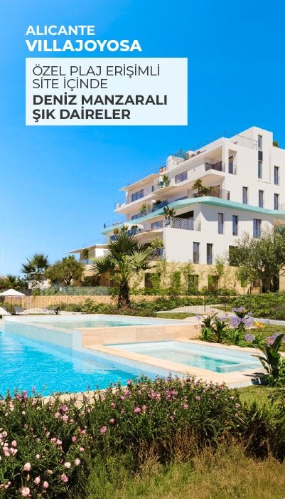 Villajoyosa Alicante'de Deniz Manzaralı Şık Daire
