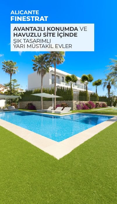 Finestrat'ta Havuzlu ve Bahçeli 3 Yatak Odalı Zarif Evler