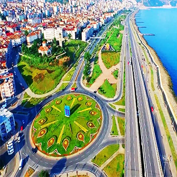 Utsikt över stadens centrum i Trabzon