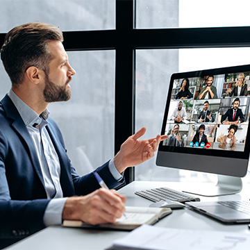 businessman having a meeting on a computer businessman having a meeting on a computer