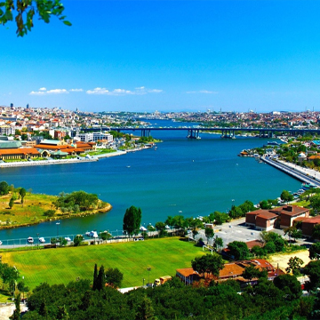 view of istanbul bosphorus with surrounded greenery view of istanbul bosphorus with surrounded greenery