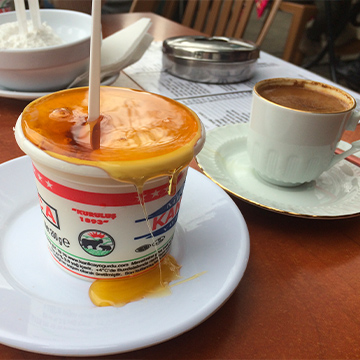 yogurt sauced with honey and coffee yogurt sauced with honey and coffee