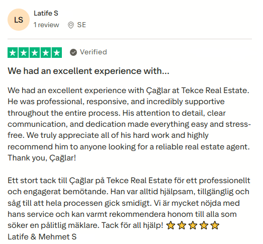 Antalya Belek Office Testimonial