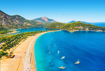 Ölüdeniz Beach is the first that comes to mind.
