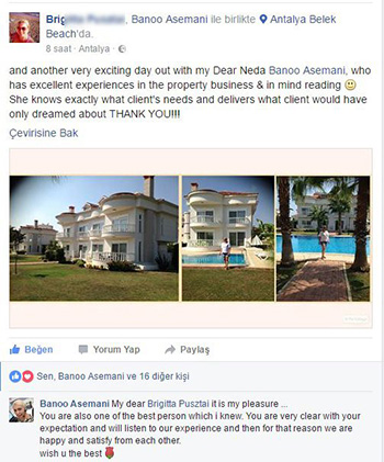 Testimonial of Antalya Homes from our customers abroad