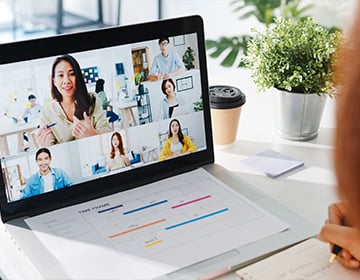 young businesswoman at the meeting during using laptop